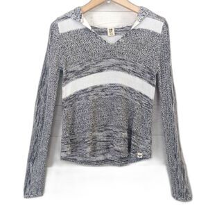 Roxy Hoodie Sweater Women's Medium Gray Pullover Lightweight Knit